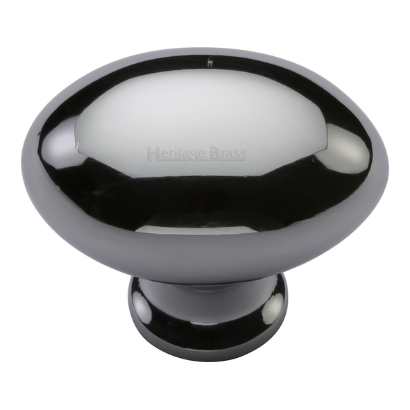 C114 32-PC • 32 x 15 x 28mm • Polished Chrome • Heritage Brass Oval Cabinet Knob